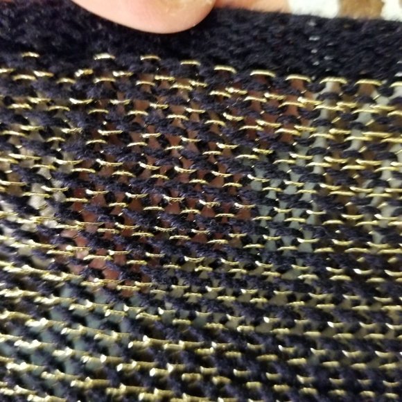 CHICOS Michelle Pullover Sweater LIGHTWEIGHT Knit Navy Metallic Zig Zag Womens 3 - Picture 5 of 5